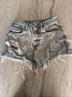 Forever 21 Light Blue Distressed Jean Shorts